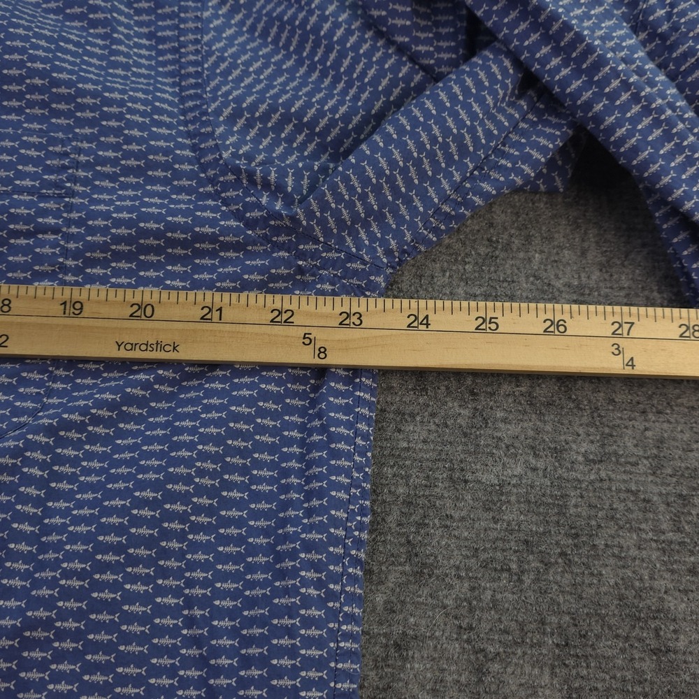 Vineyard Vines Slim Fit Murray Shirt Large Blue Fish Bones Geometric Long Sleeve - Picture 5 of 8